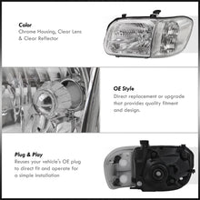 Load image into Gallery viewer, Toyota Tundra (Double Cab / 4 Door Models Only) 2005-2006 / Sequoia 2005-2007 Factory Style Headlights + Corners Chrome Housing Clear Len Clear Reflector

