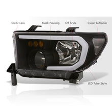 Load image into Gallery viewer, Toyota Tundra 2007-2013 / Sequoia 2008-2017 LED DRL Bar Factory Style Headlights Black Housing Clear Len Clear Reflector
