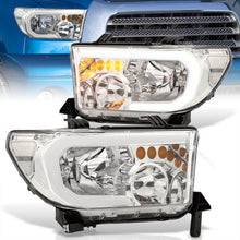 Load image into Gallery viewer, Toyota Tundra 2007-2013 / Sequoia 2008-2017 LED DRL Bar Factory Style Headlights Chrome Housing Clear Len Clear Reflector
