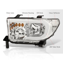 Load image into Gallery viewer, Toyota Tundra 2007-2013 / Sequoia 2008-2017 LED DRL Bar Factory Style Headlights Chrome Housing Clear Len Clear Reflector
