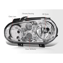 Load image into Gallery viewer, Volkswagen Golf GTI MK4 1999-2006 / Cabrio MK4 1999-2002 Factory Style Headlights Chrome Housing Clear Len Clear Reflector
