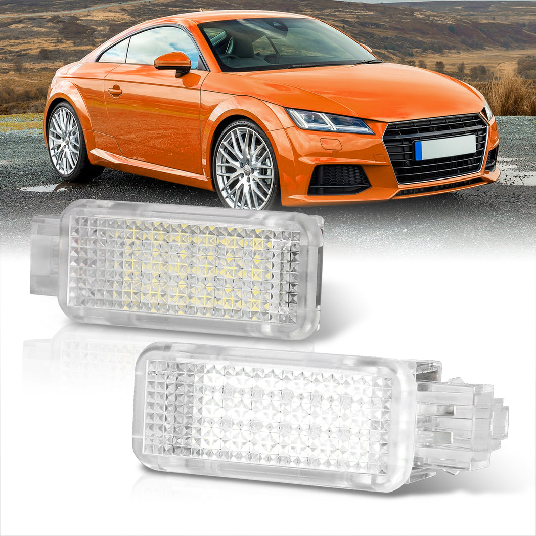 Audi / Lamborghini / Porsche / Seat / Skoda / Volkswagen 2-Piece Left & Right Interior White SMD LED Door Courtesy Lights Clear Len
