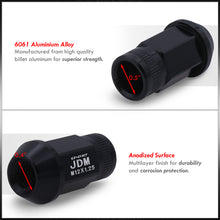 Load image into Gallery viewer, JDM Sport M12 X 1.25 Aluminum Open Lug Nuts Black (4 Piece)
