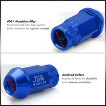 Load image into Gallery viewer, JDM Sport M12 X 1.25 Aluminum Open Lug Nuts Blue (4 Piece)
