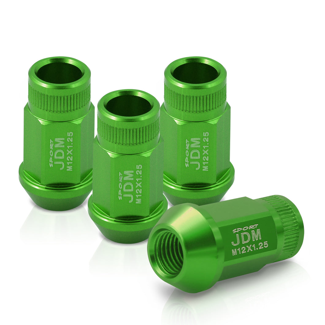 JDM Sport M12 X 1.25 Aluminum Open Lug Nuts Green (4 Piece)