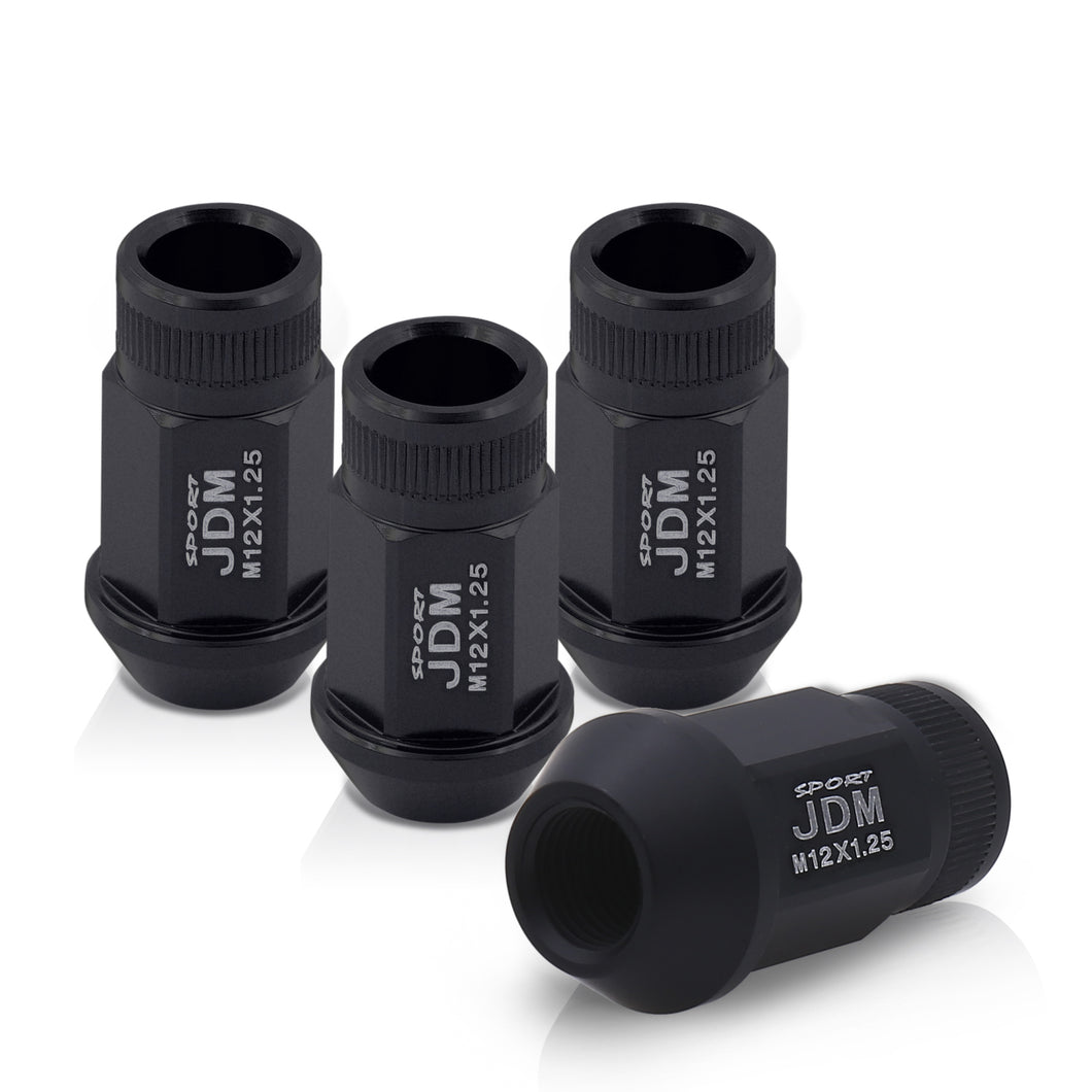 JDM Sport M12 X 1.25 Aluminum Open Lug Nuts Matte Black (4 Piece)