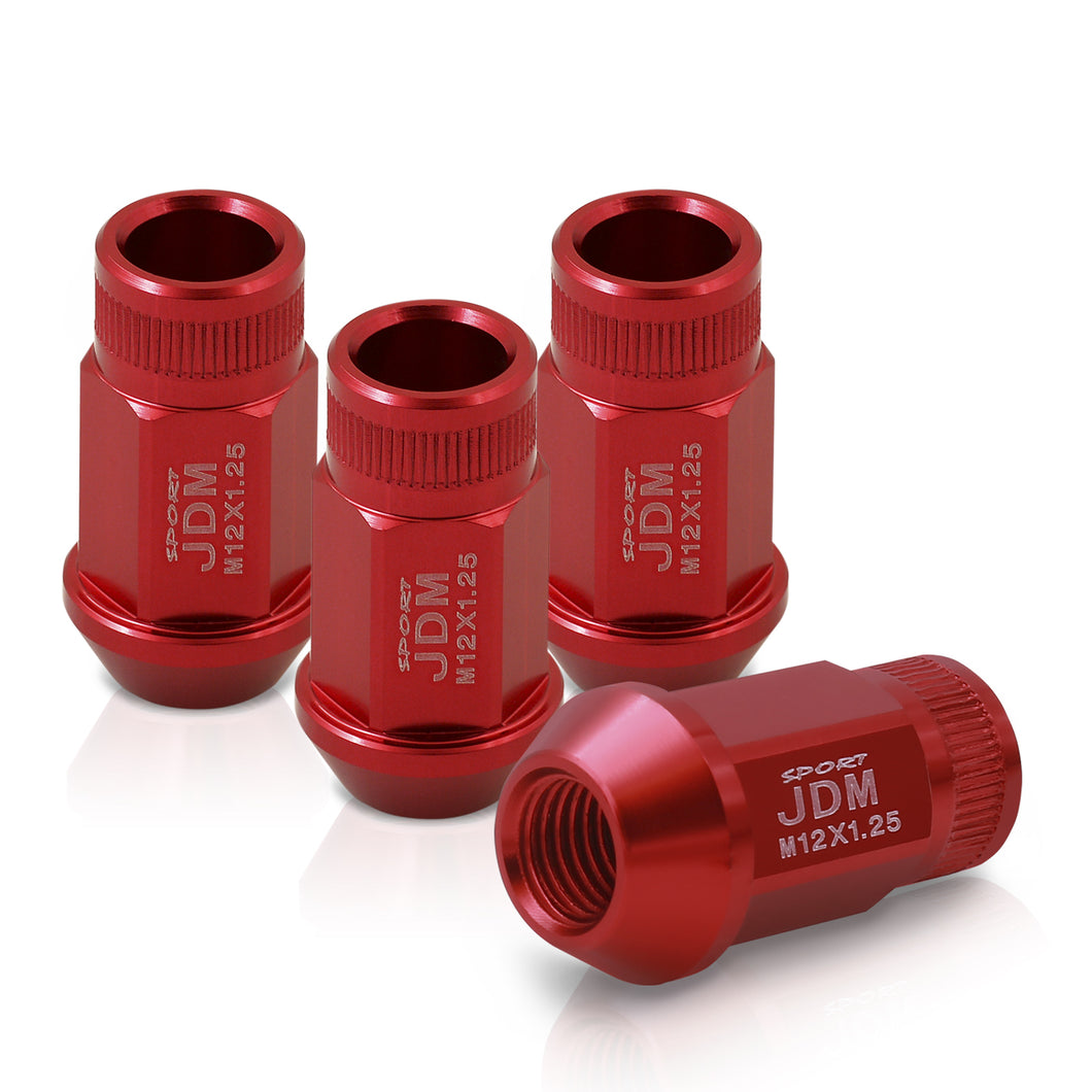 JDM Sport M12 X 1.25 Aluminum Open Lug Nuts Red (4 Piece)