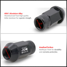 Load image into Gallery viewer, JDM Sport M12 X 1.5 Aluminum Open Lug Nuts Gun Metal (4 Piece)
