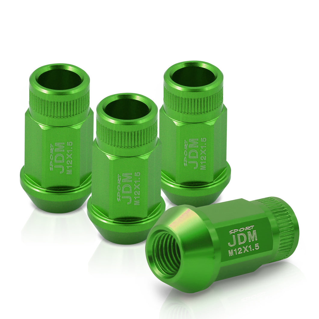 JDM Sport M12 X 1.5 Aluminum Open Lug Nuts Green (4 Piece)