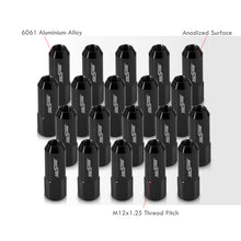 Load image into Gallery viewer, M12 x 1.25 Extended Aluminum Open Lug Nuts Black (20 Piece)

