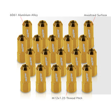 Load image into Gallery viewer, M12 x 1.25 Extended Aluminum Open Lug Nuts Gold (20 Piece)
