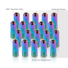 Load image into Gallery viewer, M12 x 1.25 Extended Aluminum Open Lug Nuts Neo Chrome (20 Piece)
