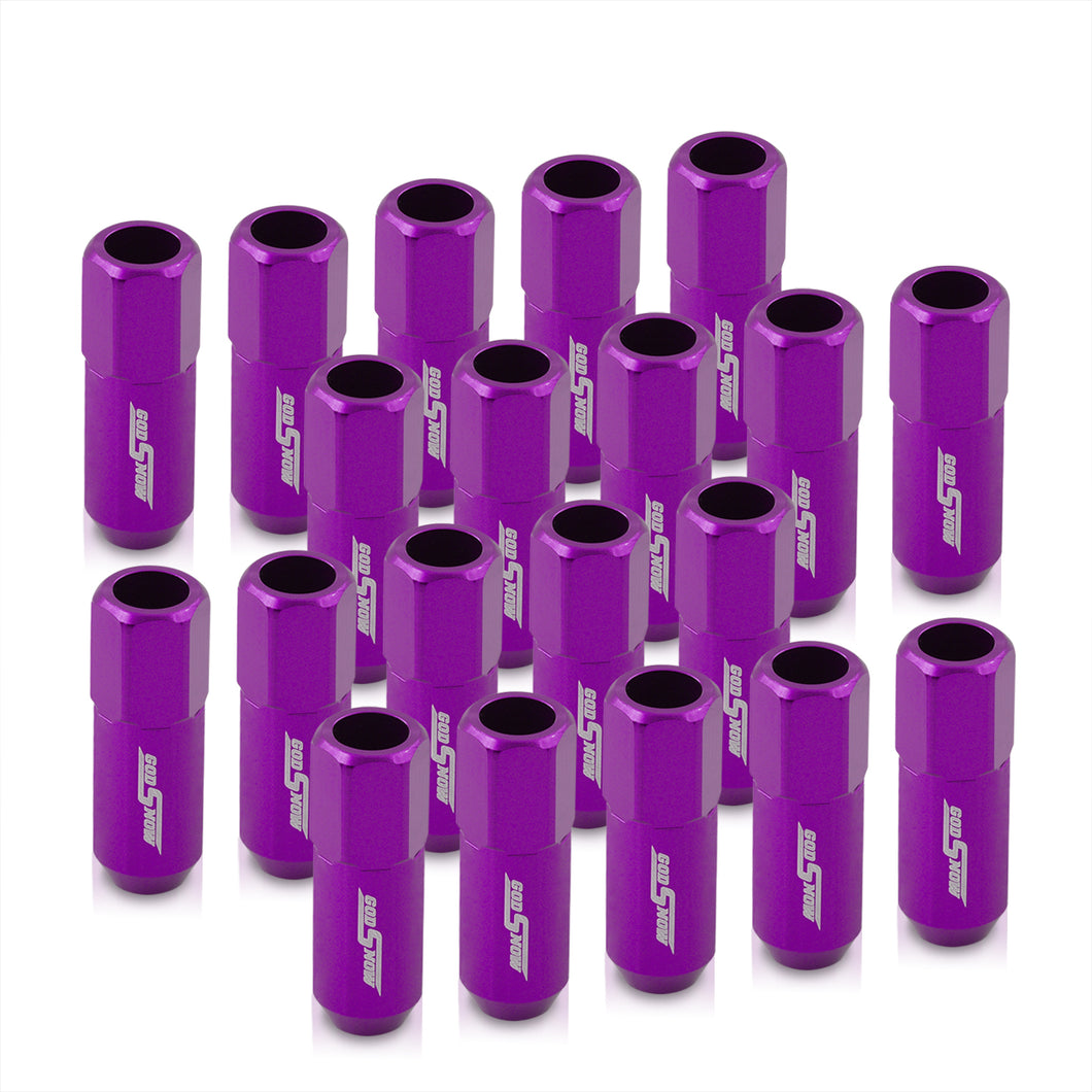 M12 x 1.25 Extended Aluminum Open Lug Nuts Purple (20 Piece)