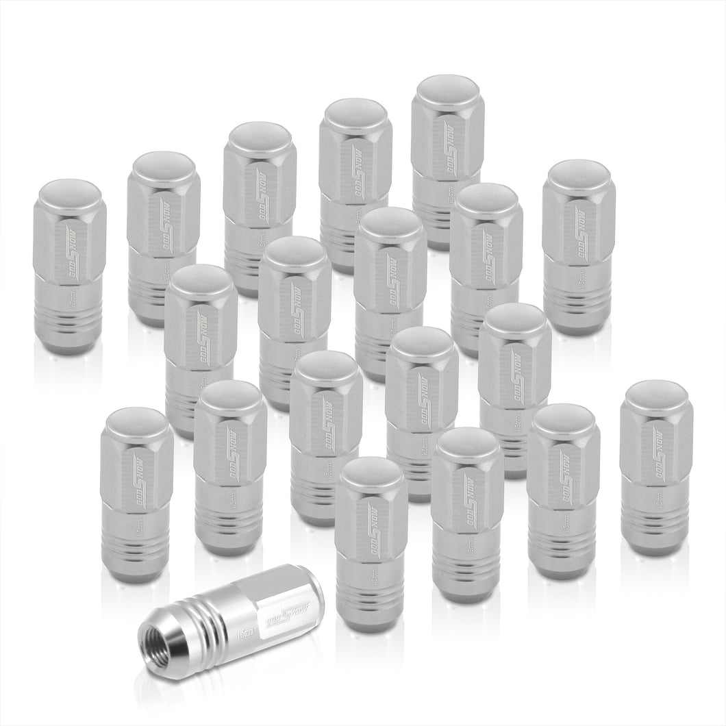 M12 x 1.5 Aluminum Closed Lug Nuts Silver (20 Piece)