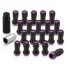 Load image into Gallery viewer, M12 x 1.25 Steel Body Lug Nuts Black Body Purple Cap (20 Piece)
