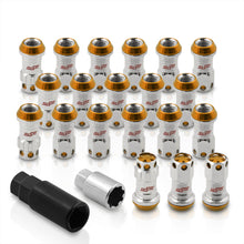 Load image into Gallery viewer, M12 x 1.25 Steel Body Lug Nuts Chrome Body Gold Cap (20 Piece)
