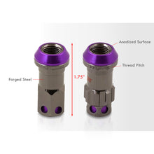 Load image into Gallery viewer, M12 x 1.25 Steel Body Lug Nuts Gunmetal Body Purple Cap (20 Piece)
