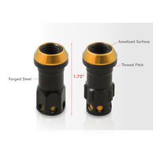 Load image into Gallery viewer, M12 x 1.5 Steel Body Lug Nuts Black Body Gold Cap (20 Piece)
