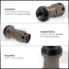 Load image into Gallery viewer, M12 x 1.5 Steel Body Lug Nuts Gunmetal Body Black Cap (20 Piece)
