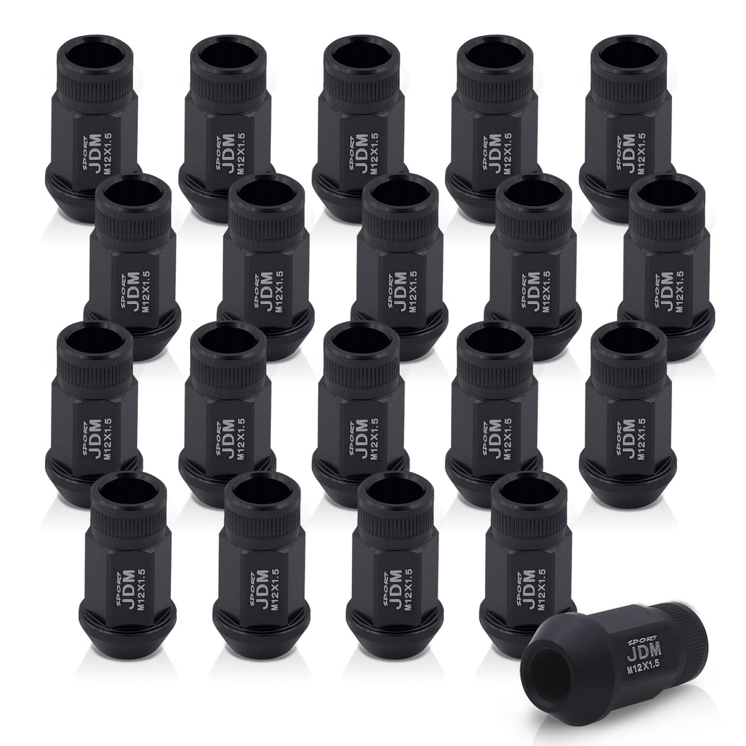 JDM Sport M12 X 1.5 Aluminum Open Lug Nuts Matte Black (20 Piece)