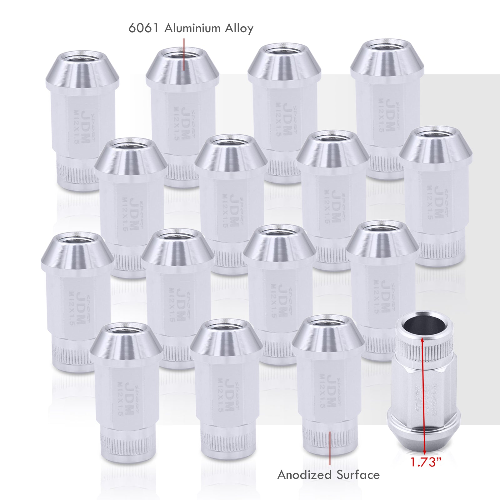 20-Pack Red Aluminum Open End Lug Nuts - M12 X 1.5, 60mm, For JDM/Drift/Aftermarket Wheels