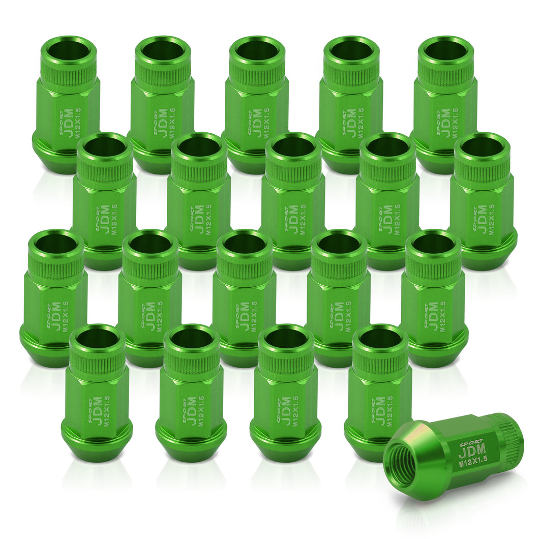 JDM Sport M12 X 1.5 Aluminum Open Lug Nuts Green (20 Piece)