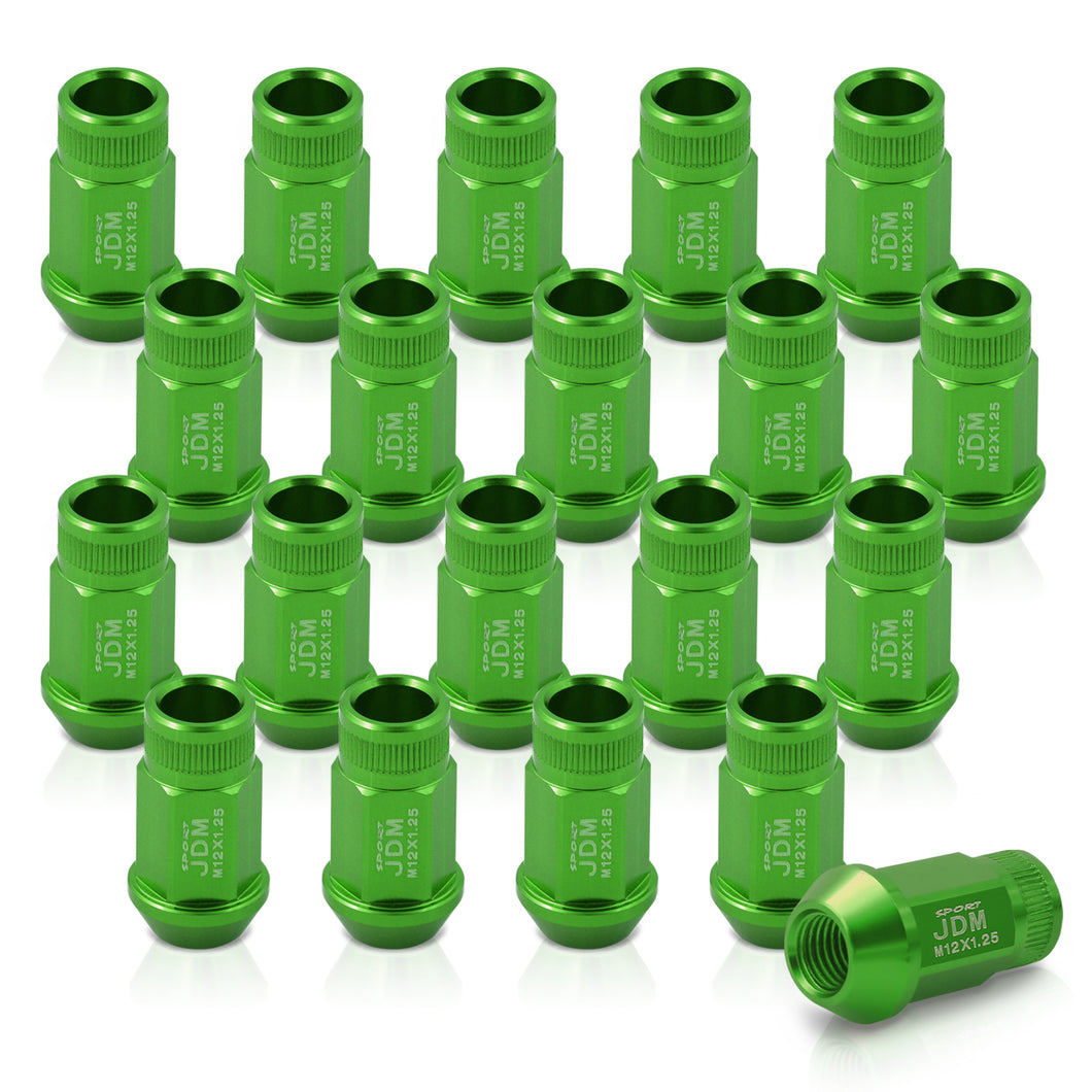 JDM Sport M12 X 1.25 Aluminum Open Lug Nuts Green (20 Piece)