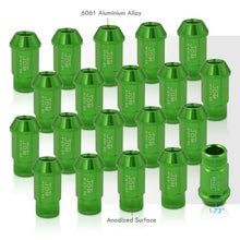 Load image into Gallery viewer, JDM Sport M12 X 1.25 Aluminum Open Lug Nuts Green (20 Piece)
