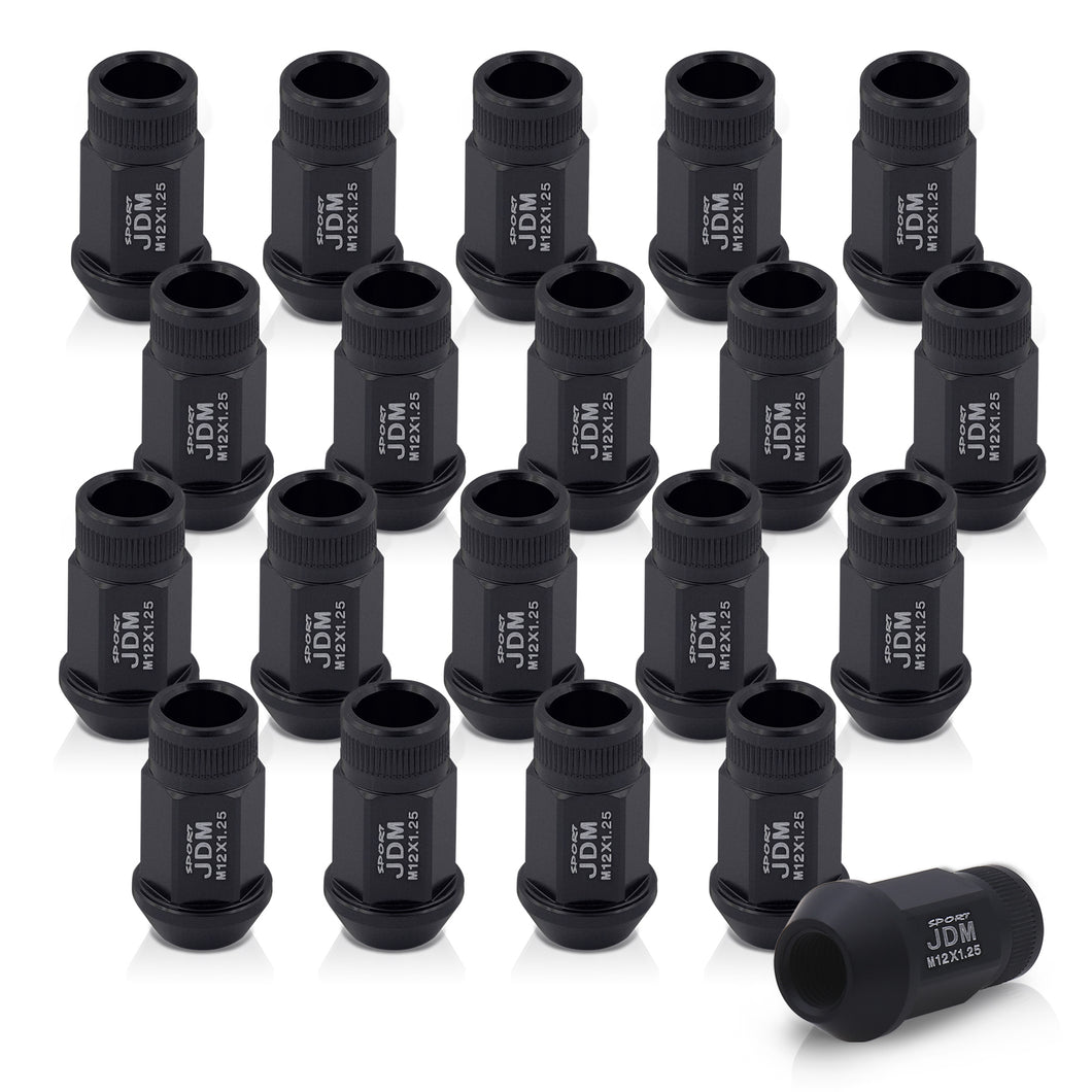 JDM Sport M12 X 1.25 Aluminum Open Lug Nuts Matte Black (20 Piece)