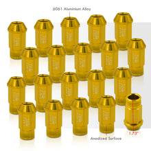 Load image into Gallery viewer, JDM Sport M12 X 1.5 Aluminum Open Lug Nuts Gold (20 Piece)
