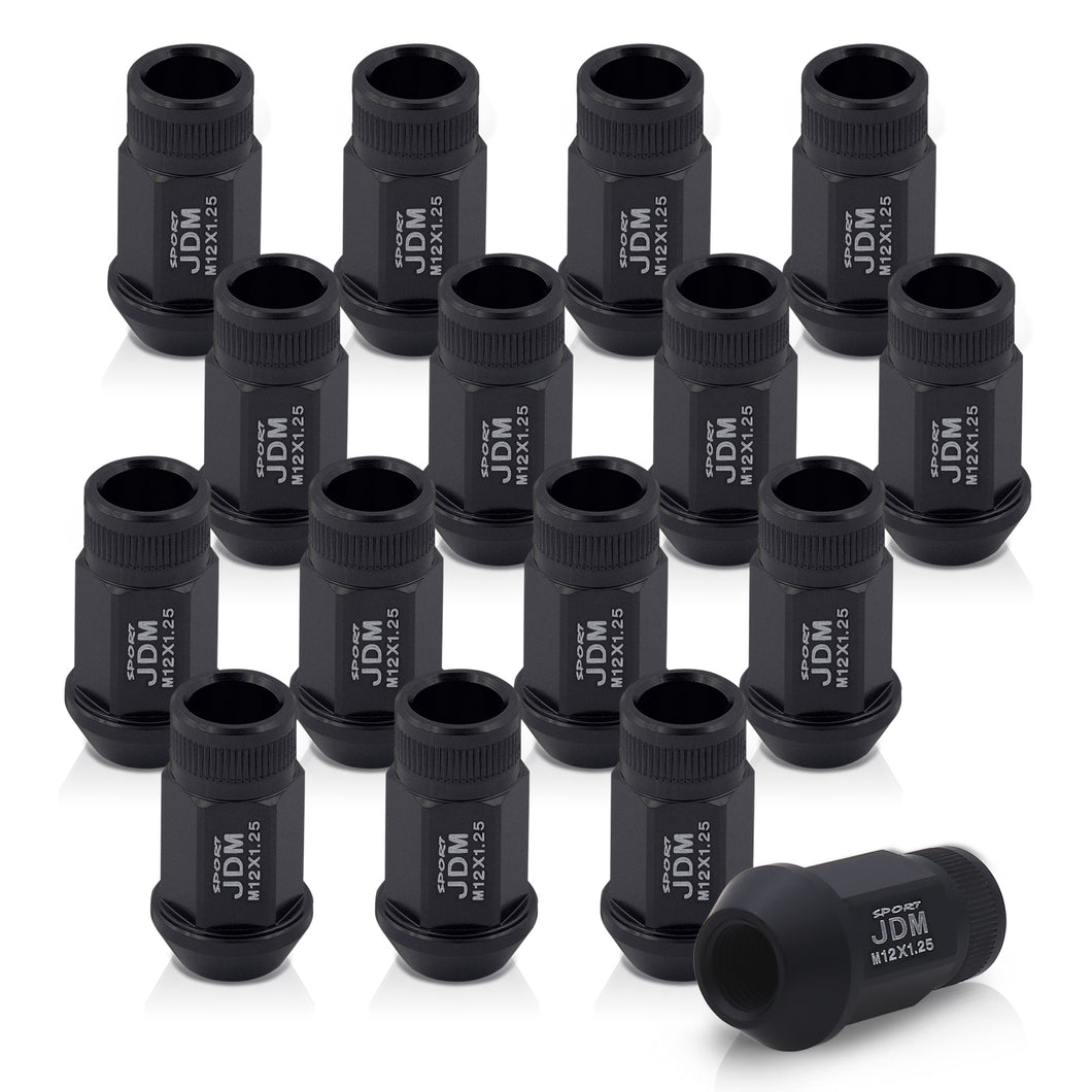 JDM Sport M12 X 1.25 Aluminum Open Lug Nuts Matte Black (16 Piece)