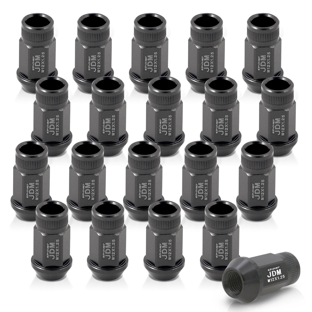 JDM Sport M12 X 1.25 Aluminum Open Lug Nuts Gun Metal (20 Piece)