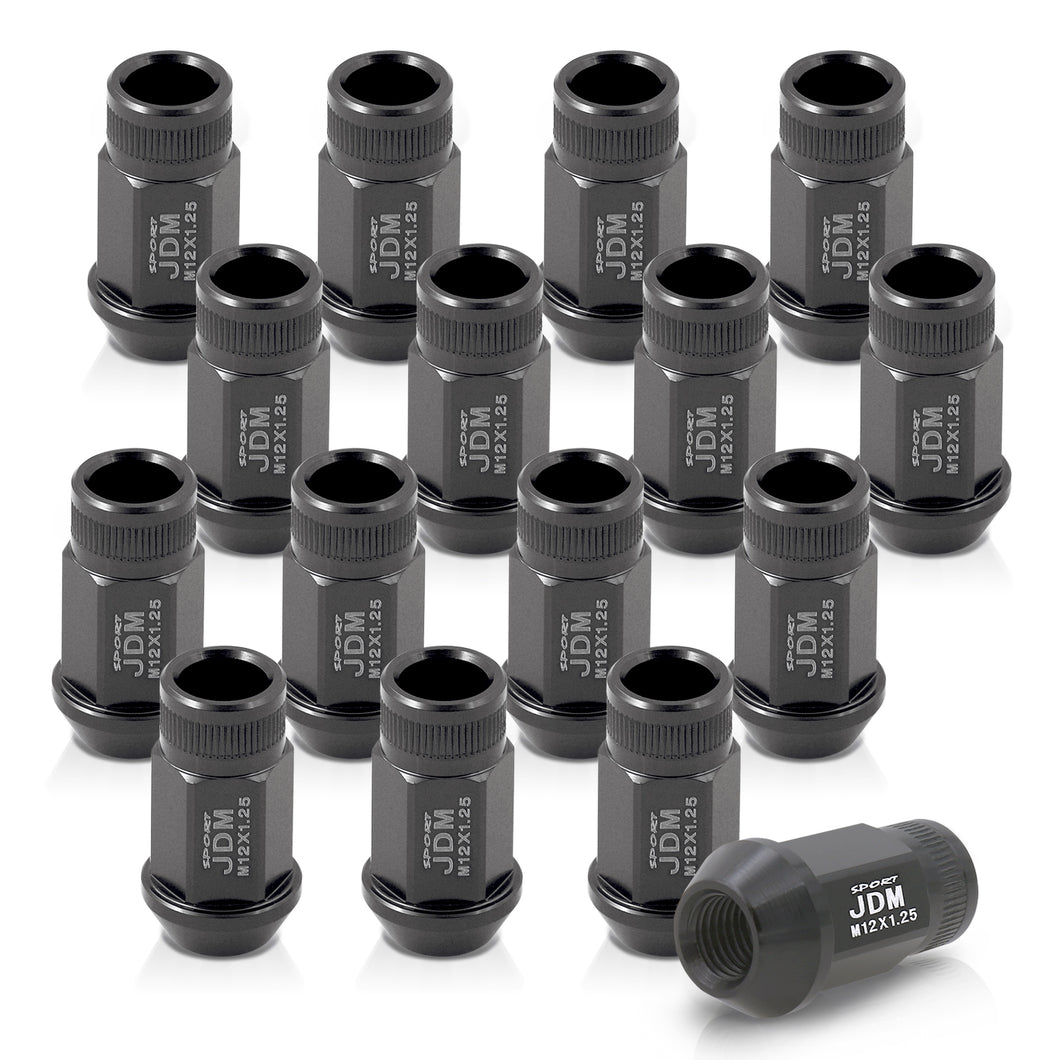 JDM Sport M12 X 1.25 Aluminum Open Lug Nuts Gun Metal (16 Piece)