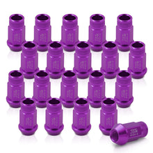 Load image into Gallery viewer, JDM Sport M12 X 1.5 Aluminum Open Lug Nuts Purple (20 Piece)
