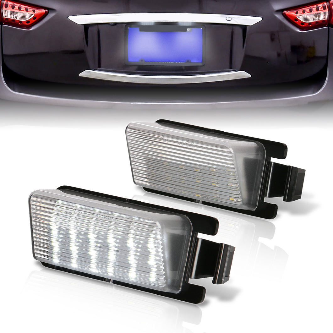 Infiniti G37 2008-2013 / Nissan 350Z 370Z 2003-2020 White SMD LED License Plate Lights Clear Len