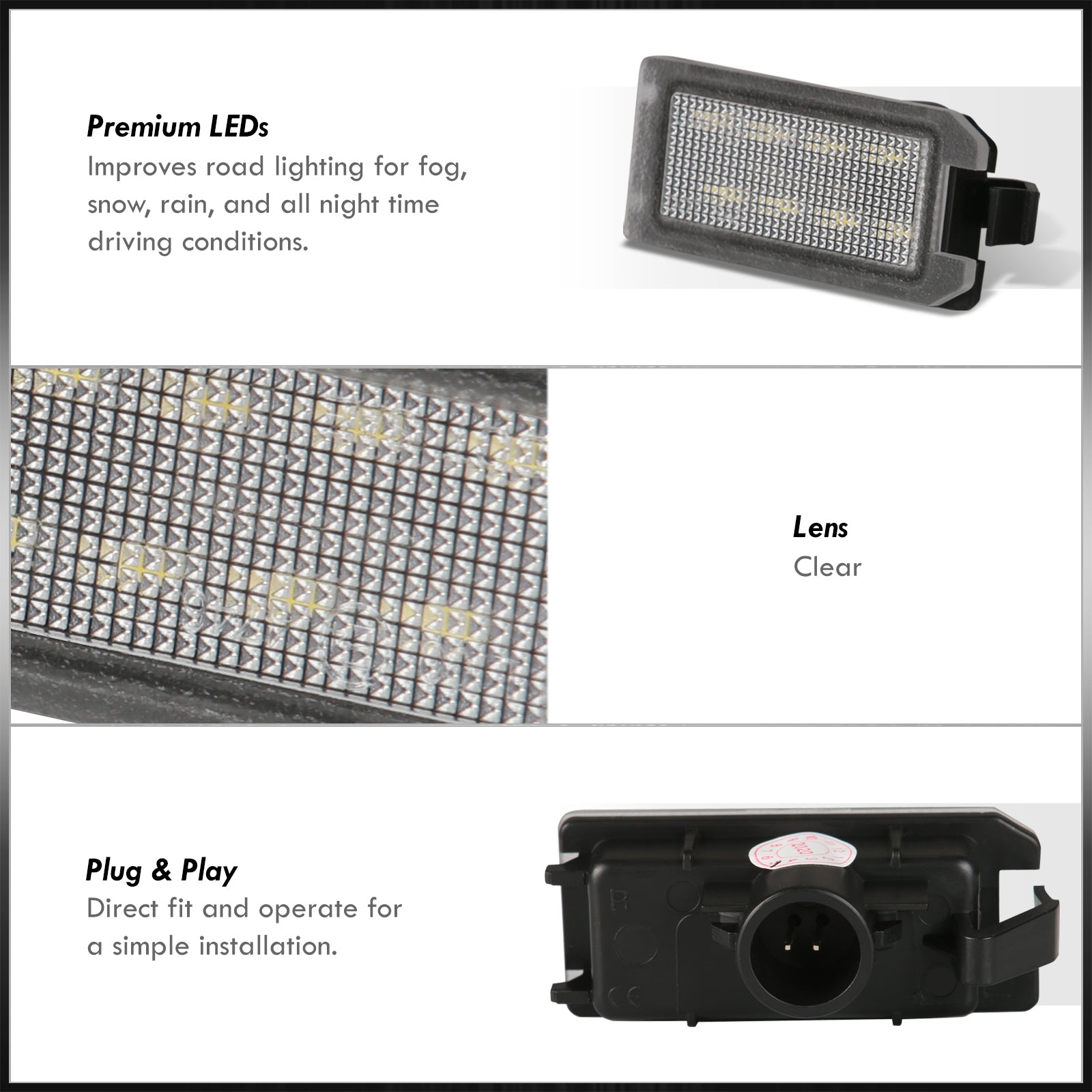thumbnail image 2 of 18 SMD LED License Plate Lights For Fiat 500C, Jeep Grand Cherokee, Compass, Patriot & Maserati Levante – Bright White (6500K) 2 of 6