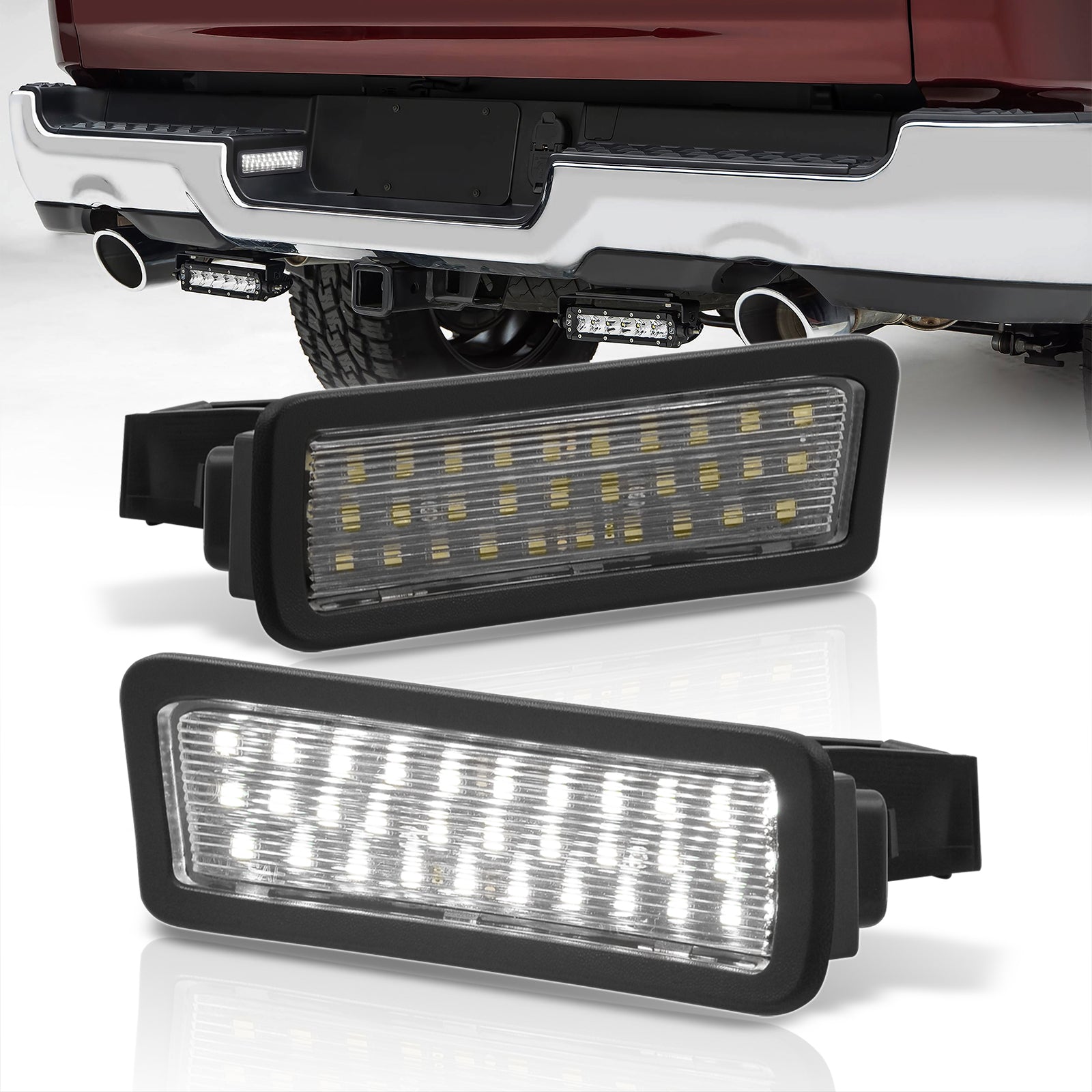 Dodge RAM 1500 2019-2022 White SMD LED License Plate Lights Clear Len ...