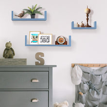 Load image into Gallery viewer, Wall Mounted U-Shaped Floating Shelves 3-Piece Blue
