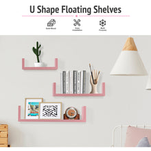 Load image into Gallery viewer, Wall Mounted U-Shaped Floating Shelves 3-Piece Pink
