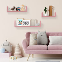 Load image into Gallery viewer, Wall Mounted U-Shaped Floating Shelves 3-Piece Pink
