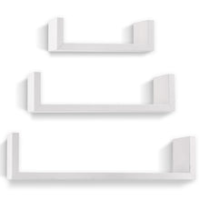 Load image into Gallery viewer, Wall Mounted U-Shaped Floating Shelves 3-Piece White
