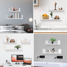 Load image into Gallery viewer, Wall Mounted U-Shaped Floating Shelves 3-Piece White
