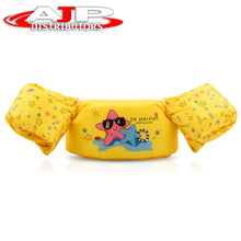 Load image into Gallery viewer, Kids Swim Float Life Jacket Vest with Arm Bands (20-50 LBS) Sunflower Yellow Starfish
