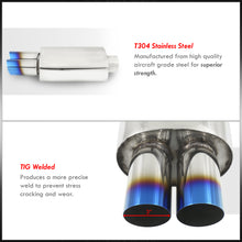 Load image into Gallery viewer, Universal 2.5&quot; Inlet / 3&quot; Dual Slant Tip DTM Style Stainless Steel Exhaust Muffler Burnt
