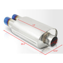 Load image into Gallery viewer, Universal 2.5&quot; Inlet / 3&quot; Dual Slant Tip DTM Style Stainless Steel Exhaust Muffler Burnt
