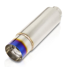 Load image into Gallery viewer, Universal 3&quot; Inlet / 4.5&quot; Straight Tip Fireball Style Stainless Steel Exhaust Muffler Burnt
