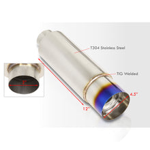 Load image into Gallery viewer, Universal 3&quot; Inlet / 4.5&quot; Straight Tip Fireball Style Stainless Steel Exhaust Muffler Burnt

