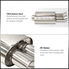 Load image into Gallery viewer, Universal 2.5&quot; Inlet / 3&quot; Dual Upward Tips DTM Style Stainless Steel Exhaust Muffler Chrome
