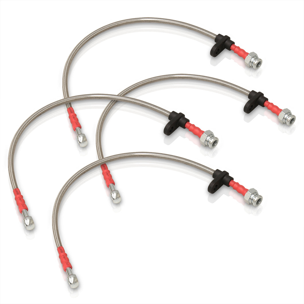 Honda Civic 1996-2000 Stainless Steel Braided Oil Brake Lines Silver (Models with Rear Disc Only)