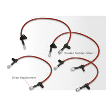 Load image into Gallery viewer, Acura Integra 1990-1993 Stainless Steel Braided Oil Brake Lines Red
